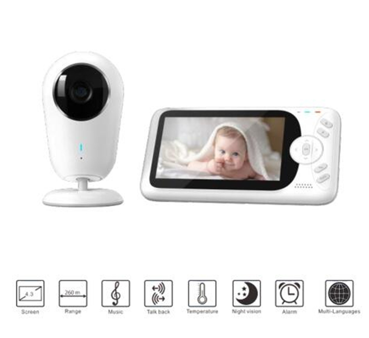 Home Security Wireless Camera - 4.3 inç 1080P Full HD Kablosuz
