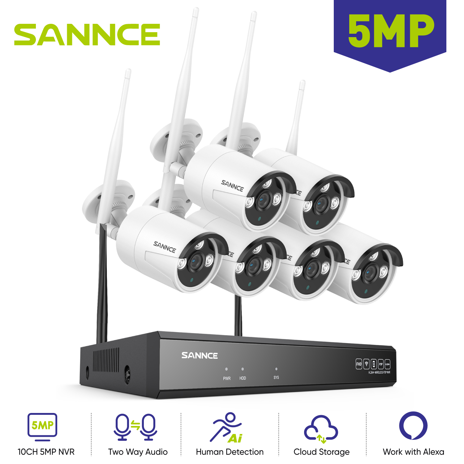 Home Security Wifi Camera - SANNCE 6 adet 5MP Wifi kamera