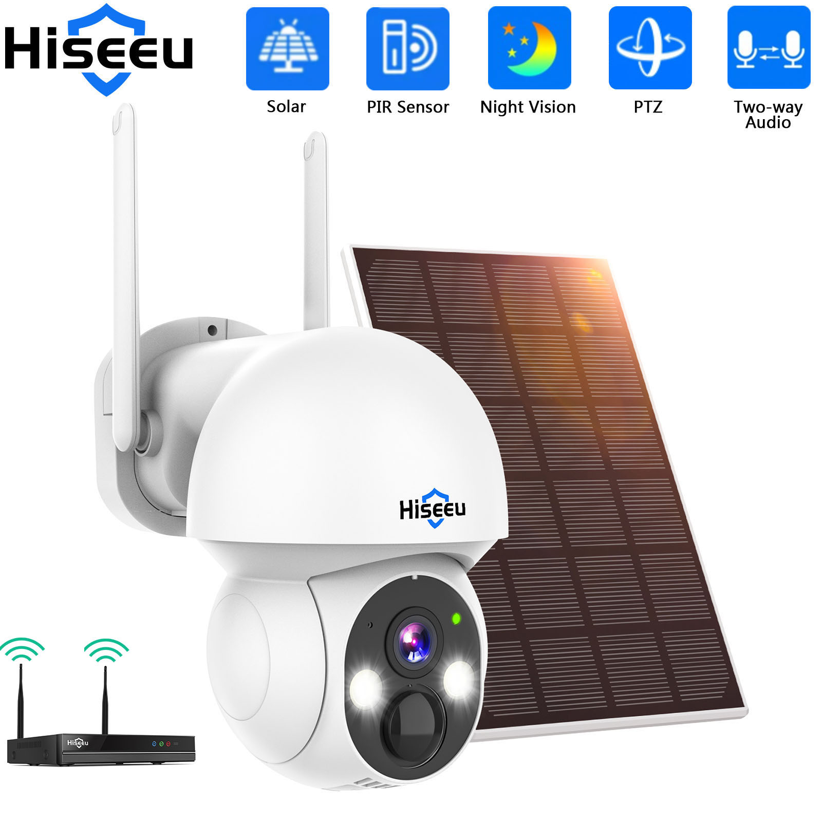 Home Security Wifi Camera - Hiseeu 2K 4MP WIFI PTZ Güneş