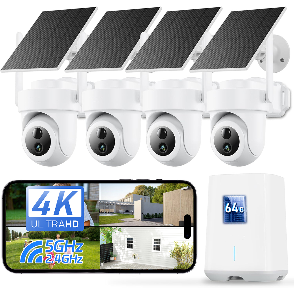Home Security Kit With Camera - 8MP 4K Güneş Enerjili Kamera Sistemi