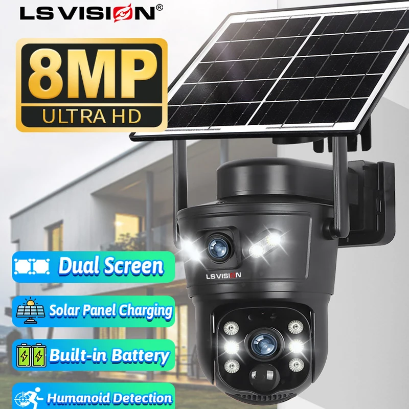 Home Security Wifi Camera - LS VISION 8MP 4G Güneş Kamerası