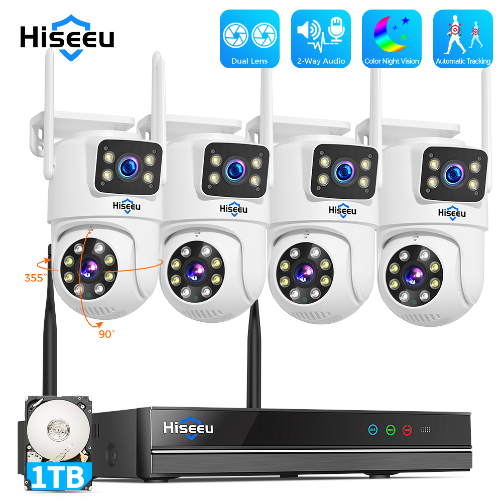 Home Security Kit With Camera - Hiseeu 6MP WiFi Çift Lensli Kamera