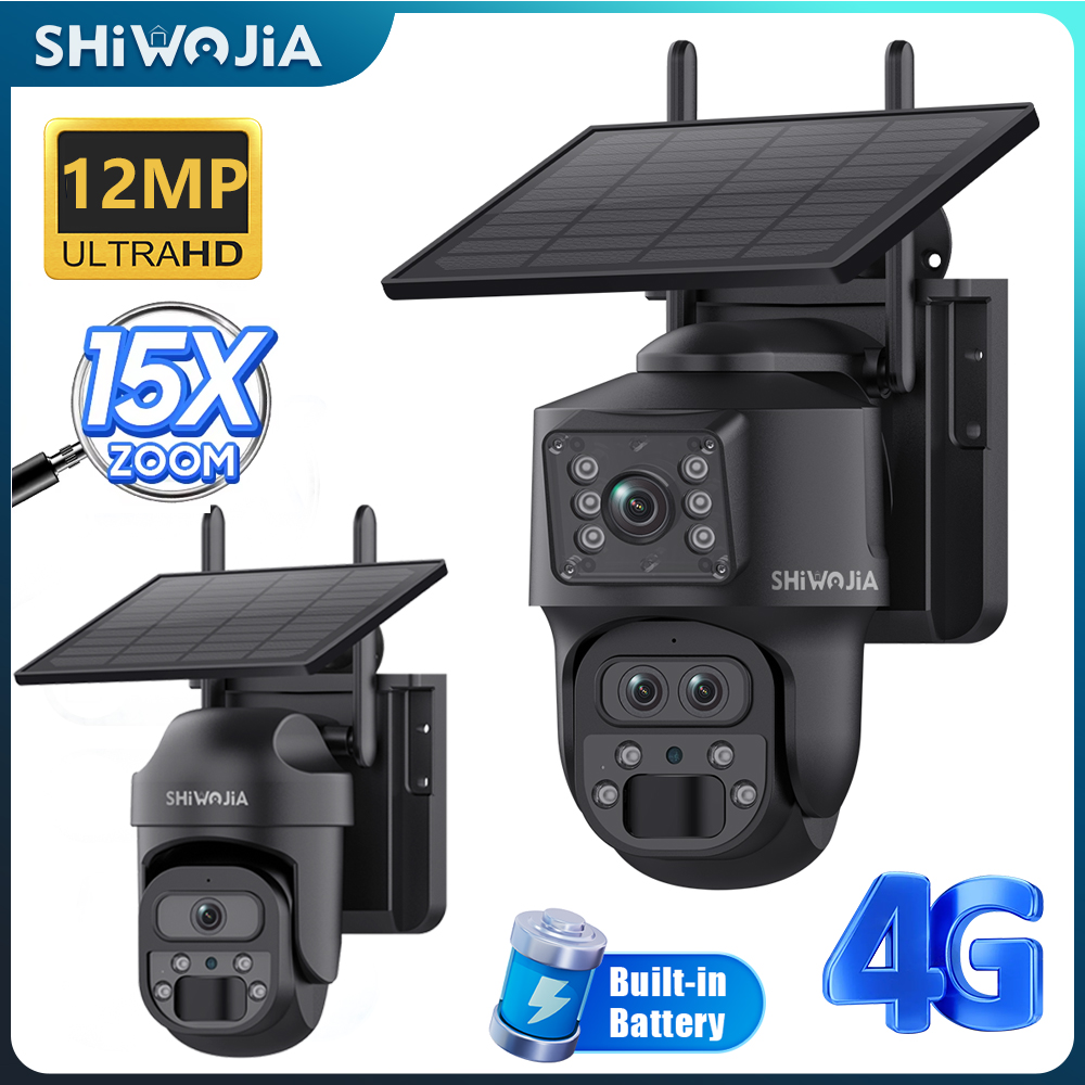 Home Security Panel - SHIWOJIA 15X ZOOM Güneş Kamerası 4G