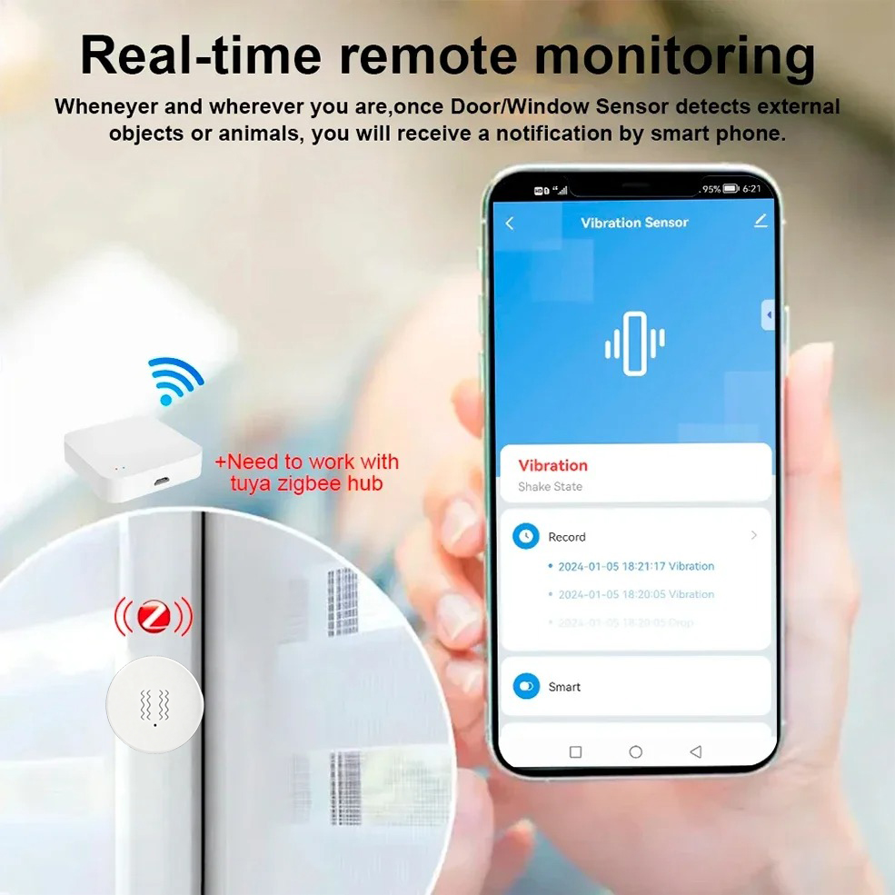 Tuya Zigbee Akıllı Titreşim Se - Home Security With Alarm incelemesi ve fiyatı
