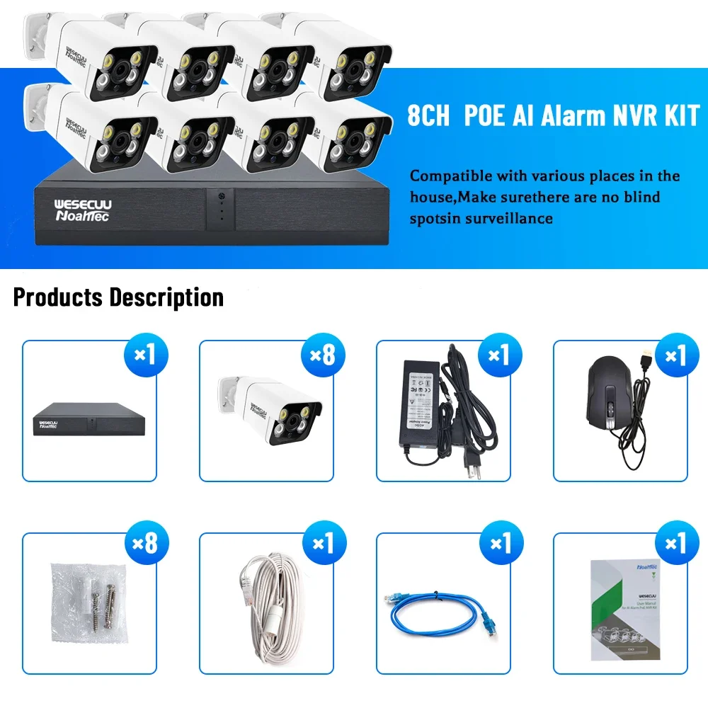 Üretici 5mp 4k 8mp 4 8 16 Kana - Home Security Kit With Camera incelemesi ve fiyatı